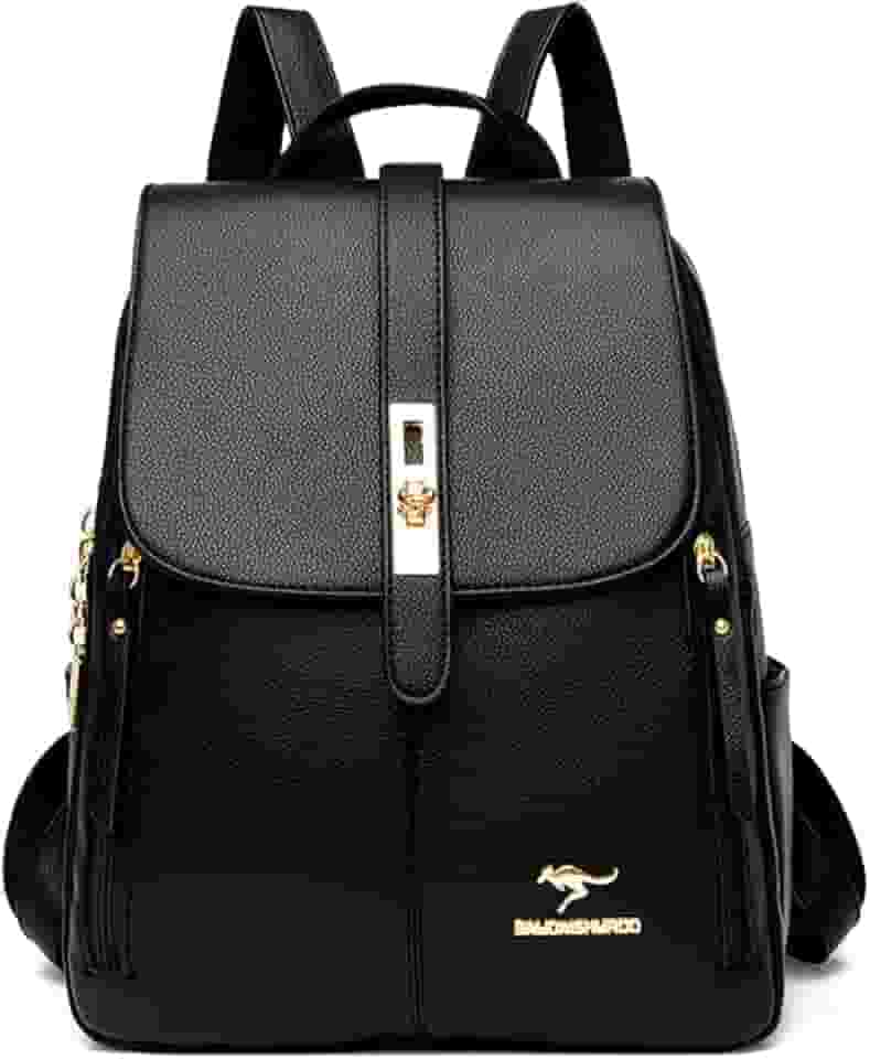 Mochila Feminina de Couro PU Antifurto Moda Simples Mochila Pequena Impermeável Vintage E Versátil Casual Bolsa Viagem Multiuso