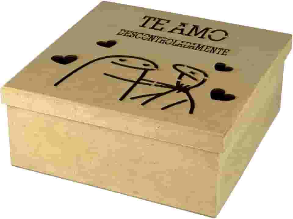 Caixa Em Mdf Flork Meme Frases Presente Surpresa Dia Dos Namorados Coração Festa na Caixa 25cm x 25cm x 10cm