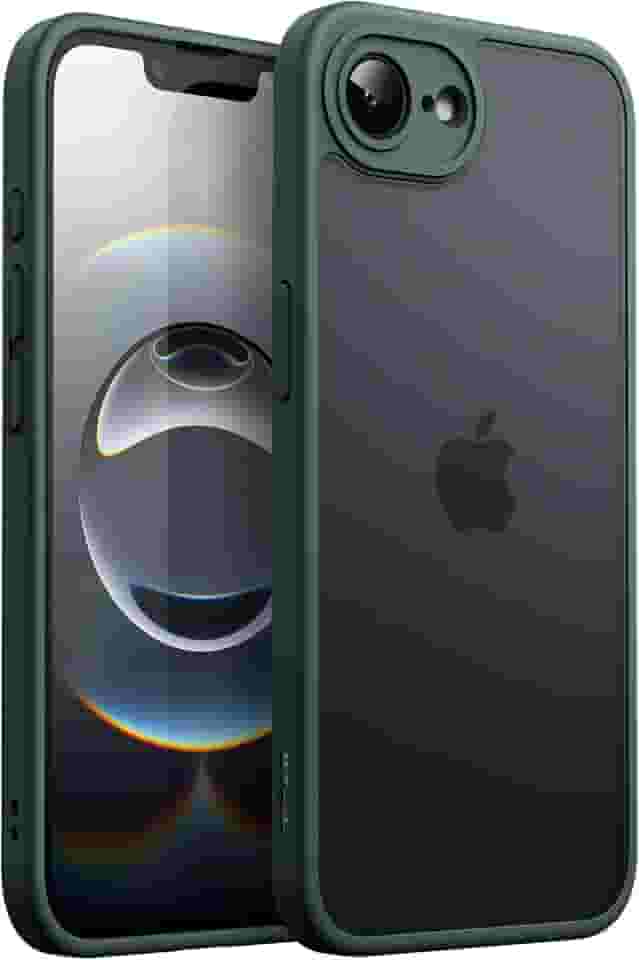 JETech Capa Matte para iPhone 16e 6,1 Polegadas 2025, Case Proteção Contra Quedas de Nível Militar à Prova de Choque, Capinha Traseira Translúcida Fosca, Anti-Impressão Digital (Verde Escuro)