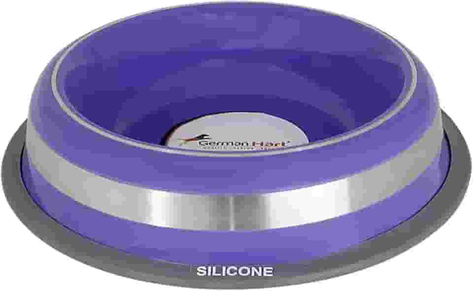 Comedouro Inox com Anel Silicone GermanHart Prestige Roxo M 475ml GermanHart para Cães, M, Roxo
