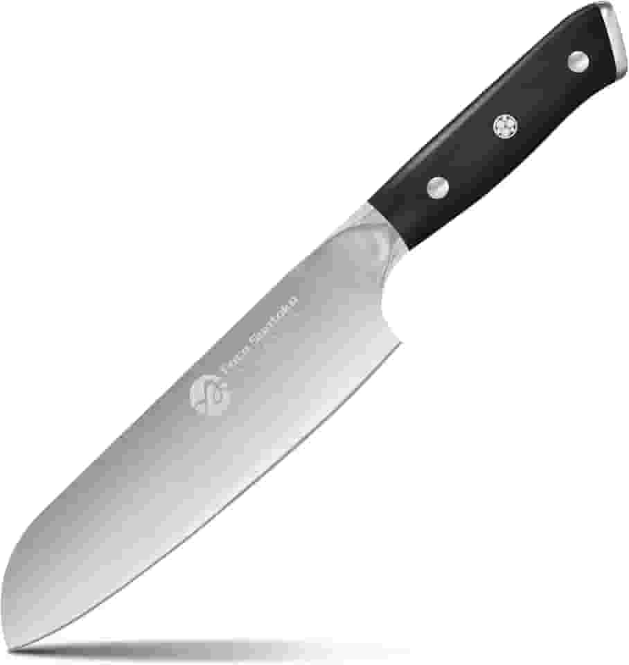 Faca Santoku De 7', Faca Do Chef Forjada Em Aço De Alto Carbono, Faca De Aparar Com Cabo Ergonômico, Preto