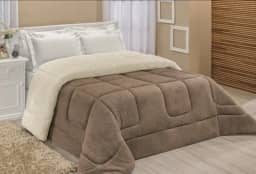 Edredom Sherpa Cobertor E Coberdrom Casal Queen 2,20M x 2,40M Avelã