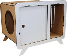 Banheiro Gato Fechado Sanitário para Caixa De Areia Moderna Cor Branco/Natural