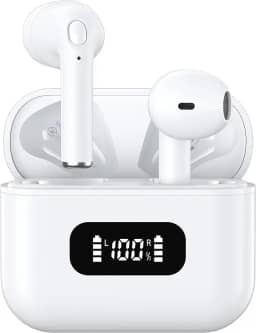 Fones de Ouvido Bluetooth Tranya True Wireless, 4 Microfones para Chamadas Claras, Controle de Botão Preciso, Bateria de Longa Duração, Conforto o Dia Todo