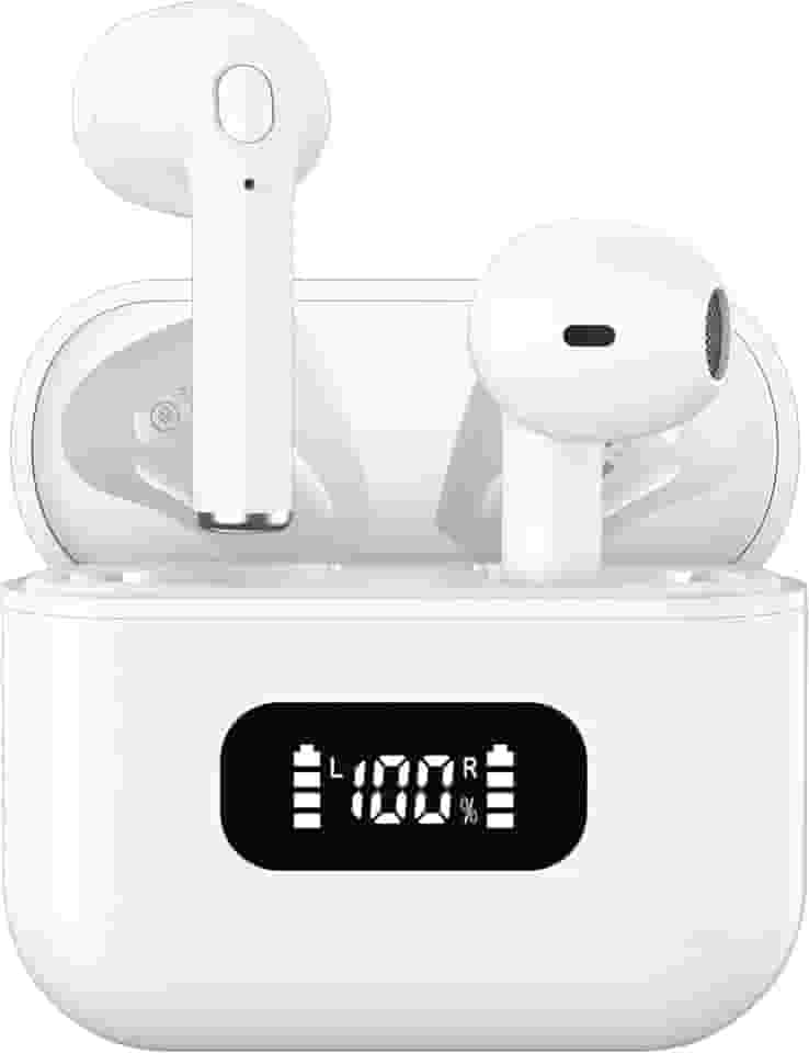 Fones de Ouvido Bluetooth Tranya True Wireless, 4 Microfones para Chamadas Claras, Controle de Botão Preciso, Bateria de Longa Duração, Conforto o Dia Todo