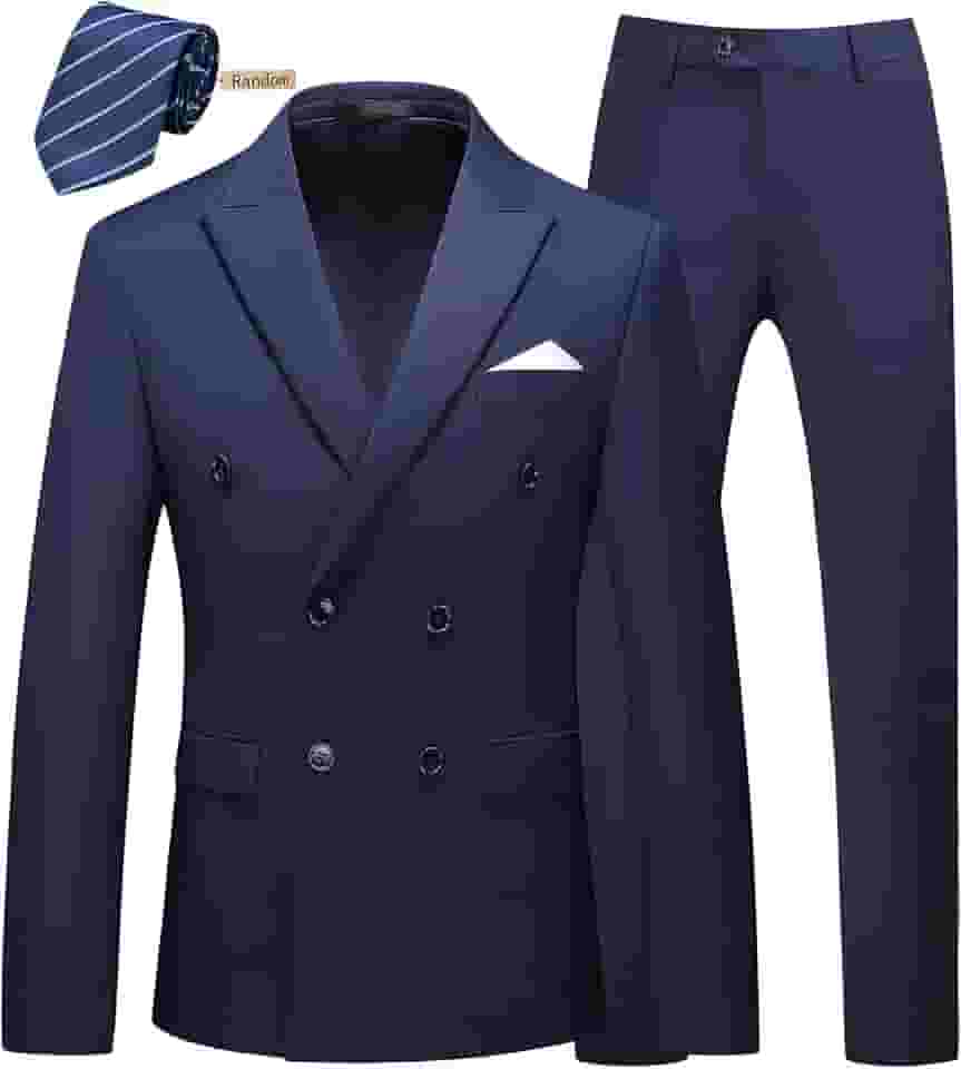 Blazer masculino de 2 peças com botões duplos e calça para smoking e calça para casamento, formatura, baile