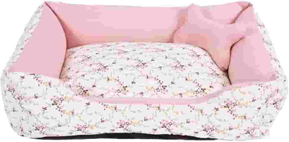 Cama para Cachorro Médio 60X50 Com Zíper Estampa Floral Rose