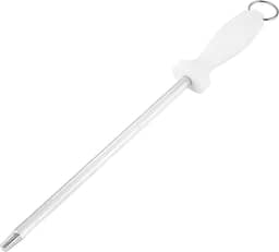 Chaira Profissional para Afiação 10" Aço Inox Cabo Branco com Argola