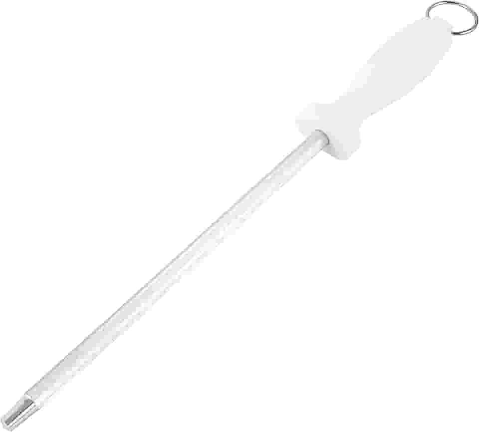 Chaira Profissional para Afiação 10" Aço Inox Cabo Branco com Argola