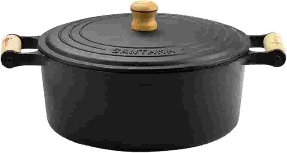Panela Caçarola De Ferro Fundido e Cabo De Madeira 5,6l Nº 28 - Santana