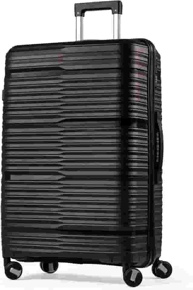 Mala Grande De Viagem 32Kg Polipropileno 8 Rodas 360 Giratória Para Despachar Rígida Leve Tamanho G Viajem Internacional Resistente (PRETO, GRANDE)