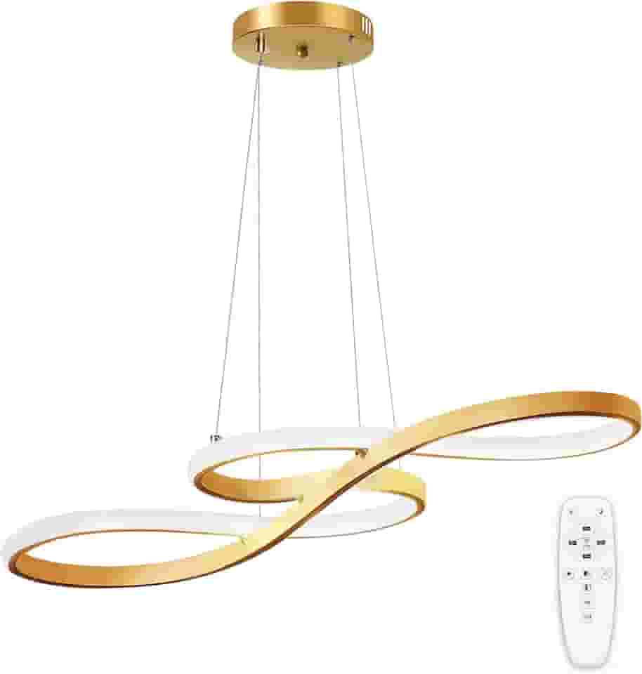 Luminária Pendente De LED Moderna E Regulável, Pendente Luminária De Cozinha Embutida, Luminária Pendente Com Nota Dourada, 3000K-6000K