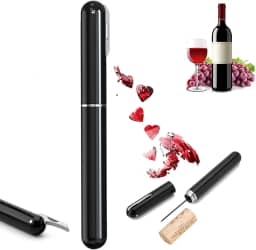 Abridor de Vinho Multifuncional, Saca Rolhas com Bomba de Ar, Conjunto para Servir Vinho como Sommelier (Preto)