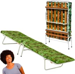 Cama Dobrável Portátil Solteiro Com Colchão Camping Pescaria Acampamento