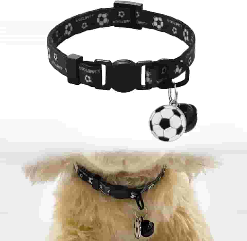 Coleiras para filhotes de cachorro com sino breakaway coleira de identificação de gato ajustável com estampa de futebol