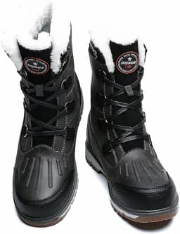 Botas de neve masculinas de camurça com isolamento térmico para esqui e inverno, sapatos masculinos de camurça e veludo, botas de caminhada resistentes à água para homens, sapatos de caminhada com bico redondo para uso ao ar livre