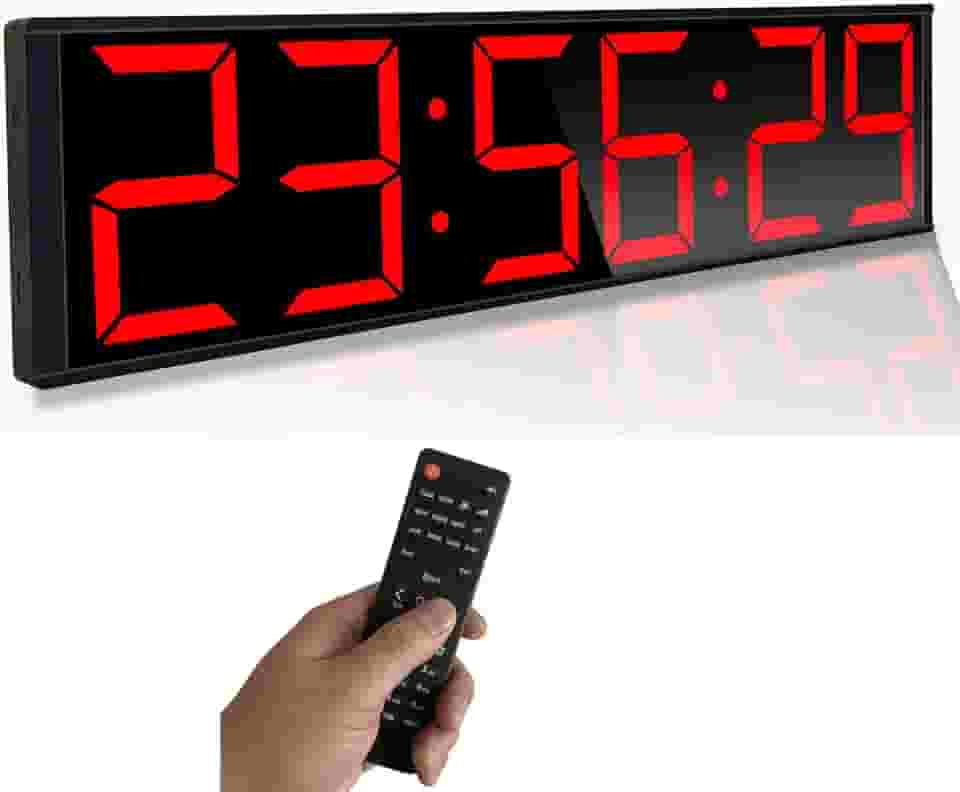 Relógio de parede digital enorme de 66 cm, cronômetro intervalado para academia, com contagem regressiva de segundos, cronômetro, 8 alarmes, luz noturna de 7 cores para