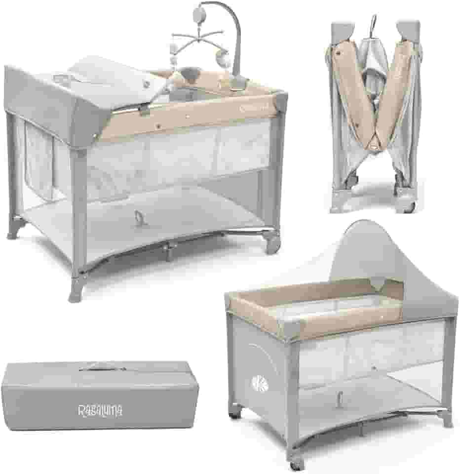 Berço Portátil SleepGuard Dobrável para Recém Nascidos e Bebês com Estrutura Segura e Confortável (Bege)