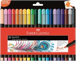 Caneta Ponta Pincel, Lettering, Faber-Castell,Supersoft Brush,15.0720SOFT, 20 cores, Multicor