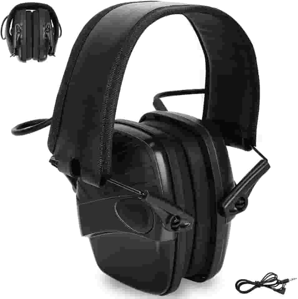 Genérico Abafador de Ruído Eletrônico, Tiro Esportivo, Redução de Ruído 25 dB, Som HD, Chamadas Claras, Portátil, Confortável e Durável, Preto