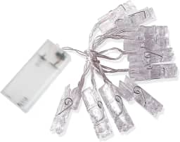 Cordão Luminoso Mural Varal Led Luz Fixa 10 Pregadores/Prendedores de Fotos 2 M Pilhas AA Casa Aniversário Festas Quarto Natal Ano Novo