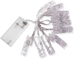 Cordão Luminoso Mural Varal Led Luz Fixa 10 Pregadores/Prendedores de Fotos 2 M Pilhas AA Casa Aniversário Festas Quarto Natal Ano Novo