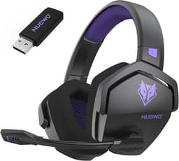 NUBWO Fone de ouvido para jogos sem fio com microfone para PC Ps5 Ps4, zero interferência, bateria de 100 horas para jogar o dia todo, sincronização de 23 ms para jogadores Fortnite e Call of Duty/FPS