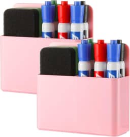 2 marcadores magnéticos para quadro branco apagável a seco para escritório, geladeira, sala de aula, essencial (rosa)