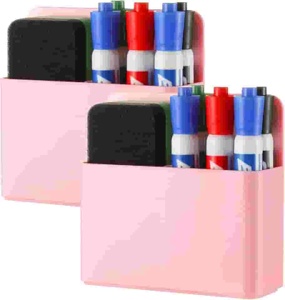2 marcadores magnéticos para quadro branco apagável a seco para escritório, geladeira, sala de aula, essencial (rosa)