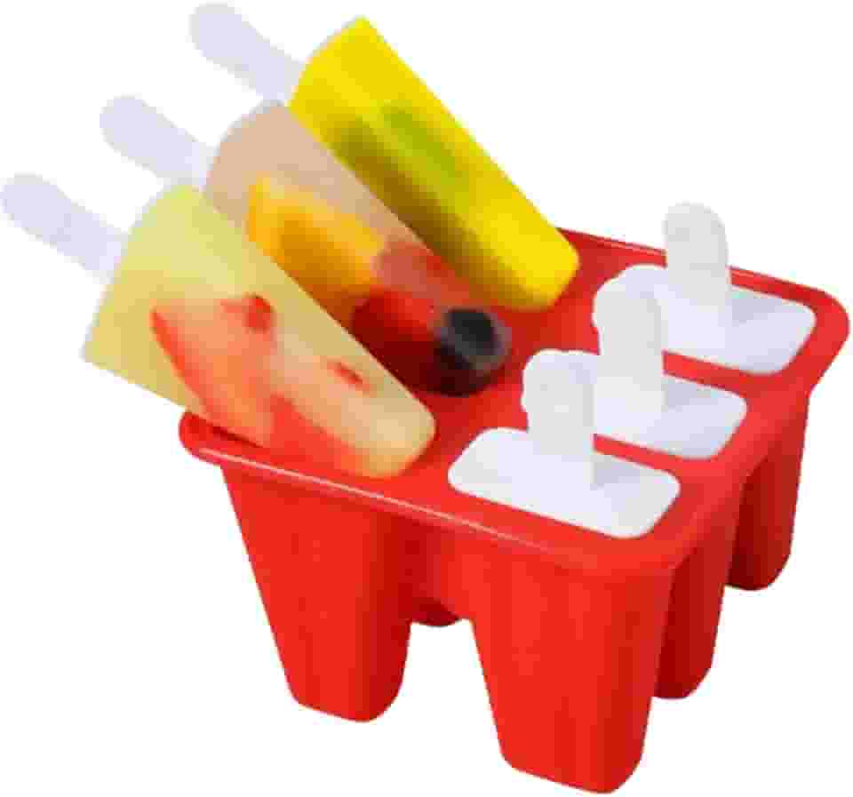 Forma de Picolé em Silicone, 6 Cavidades, com Palitos Reutilizáveis, Flexível, Fácil Desenforme, Molde para Sorvetes e Gelados Caseiros - Cores Variadas