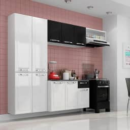 Cozinha Completa Branca e Preta em 100% Aço 4 Peças Amanda