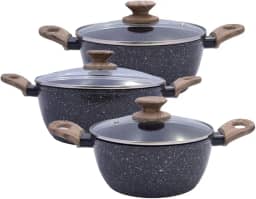 Jogo Panelas Caçarolas Indução 3 Peças Antiaderente Grafite Cerâmica Resistente Cozinha Completa