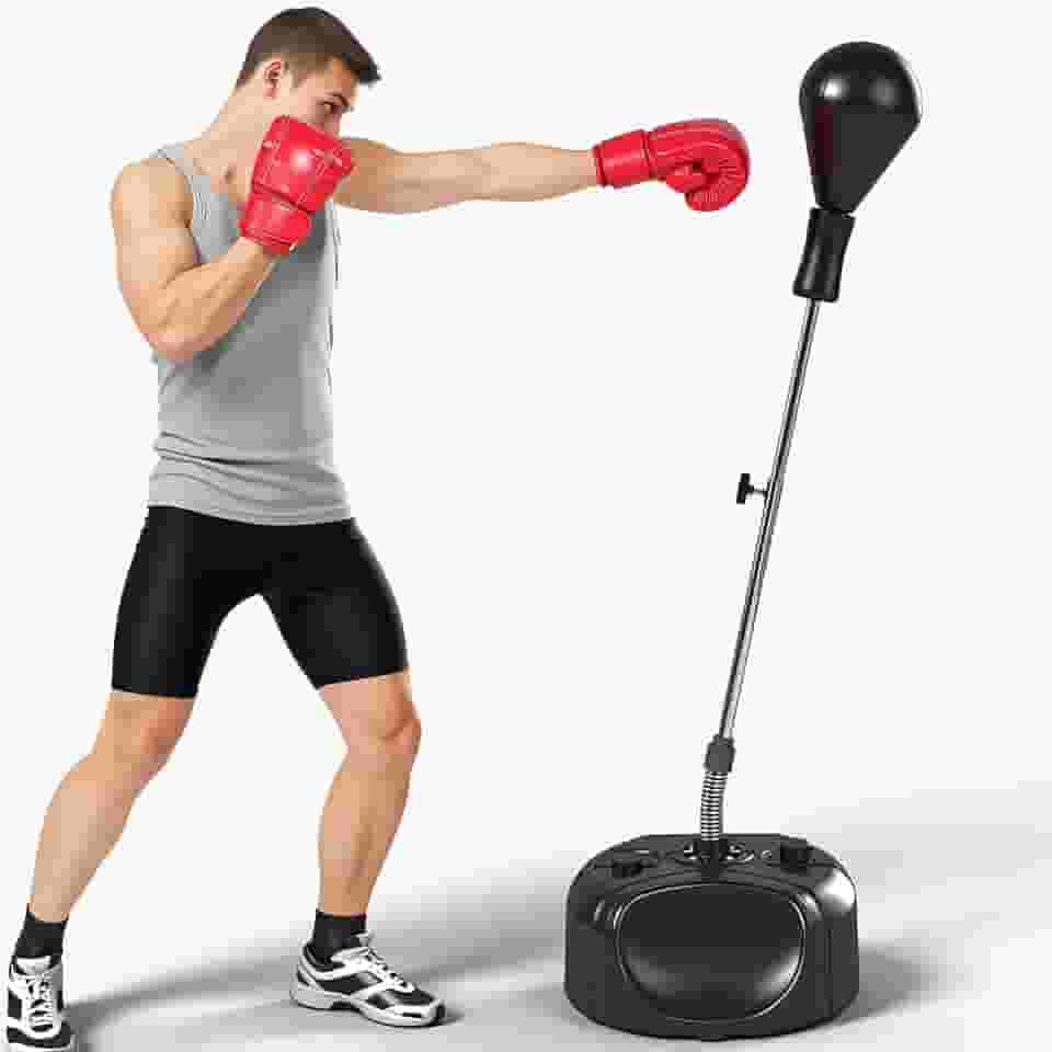 Saco de pancadas com suporte, bolsa de boxe para adolescentes e adultos - melhora a velocidade, reflexos e resistência - altura ajustável para treinamento, equipamento de boxe, alívio de estresse e