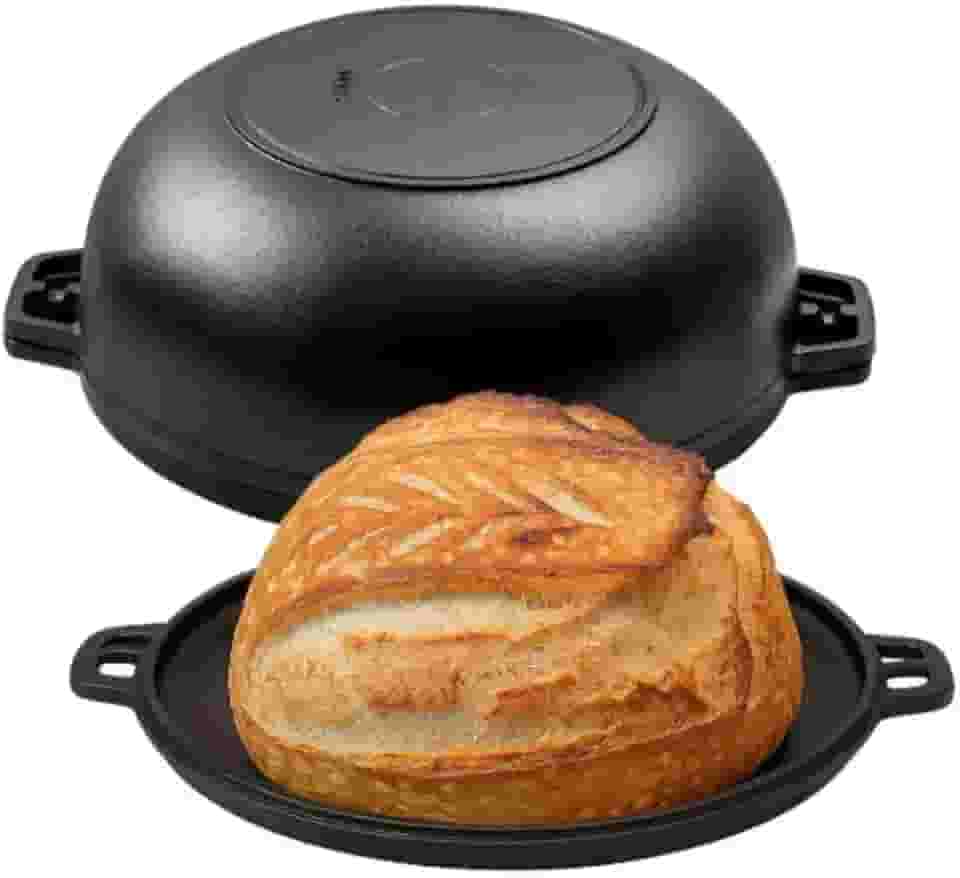 Panela Multiuso 4 em 1 - Assadeira para Pão e Churrasco, Chapa Dupla Face de Ferro Fundido Santana