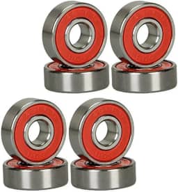 Rolamentos de skate longboard ABEC-9 608 RS de prata vermelha da GCA (8 peças)