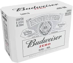 Pack Cerveja Budweiser Zero Álcool, 350ml, Lata - 8 unidades