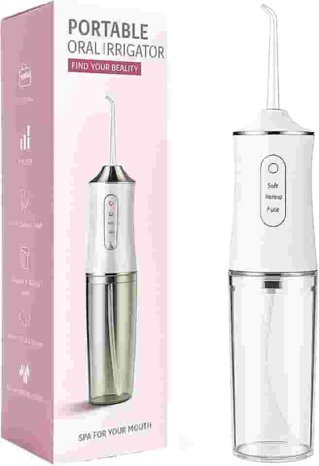 Irrigador Oral Portátil para Limpeza Profunda de Dentes e Gengivas, Jato de Água Supersônico, Elétrico, Recarregável USB (Branco)