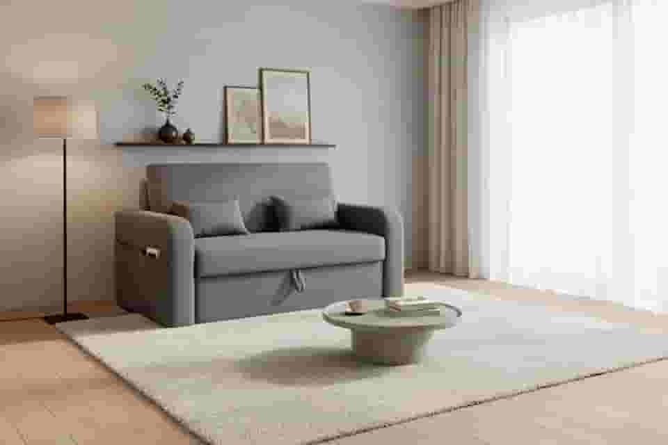 Sofá Cama Com Baú 2 Lugares 140cm Lady Day Retrátil Com Almofadas Veludo Premium Aconchegante (Cinza)