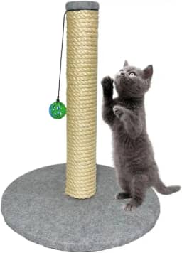 Arranhador para Gatos Torre Base Grande com Carpete Brinquedo Interativo Sisal 8mm (Cinza)
