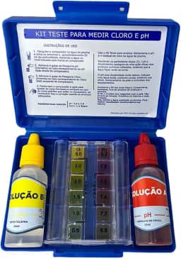 Estojo De Teste Medidor PH e Cloro Para Manutenção e Limpeza de Piscina Água Cristalina Verão