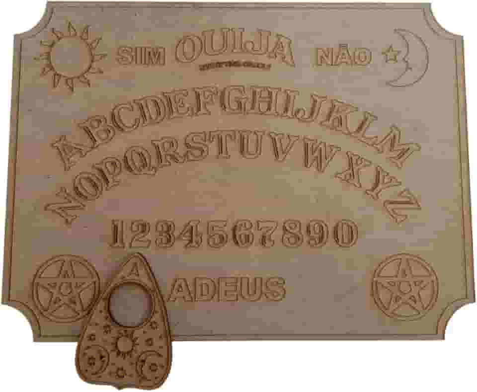 Tabuleiro Tabua Ouija em portugues em mdf jogo Wicca completo decoração m4