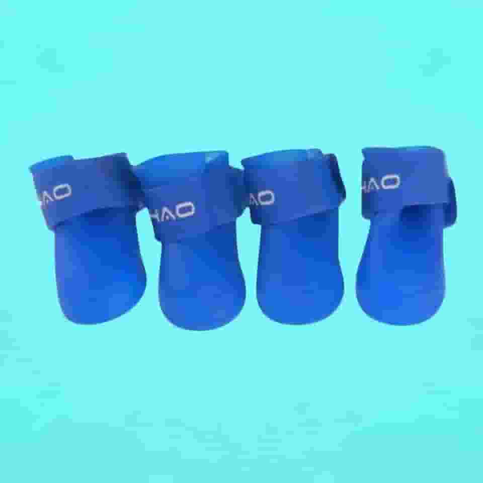 Bota de Silicone AZUL para Cachorro Botinha para Patas Antiderrapante Impermeável Protetor Pet com 4 Unidades (M)