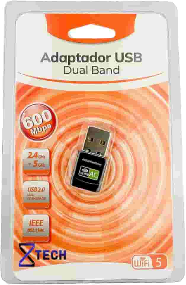 Receptor Wirelless adaptador Wifi Dual Band 2.4Ghz e 5.8Ghz 600mbps com Anatel 8XTECH