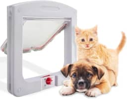 Porta Pet com Trava 4 Modos para Gatos e Cães Pequenos Até 7kg 24x20cm – Prática em Portas e Paredes de Madeira, PVC, Vidro ou Alvenaria – Livre Acesso e Controle de Entrada e Saída