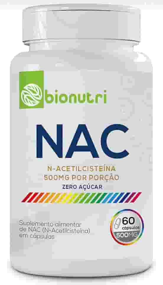 Nac N-Acetilcisteína - 60 cápsulas 500mg - Zero Açúcar - Bionutri