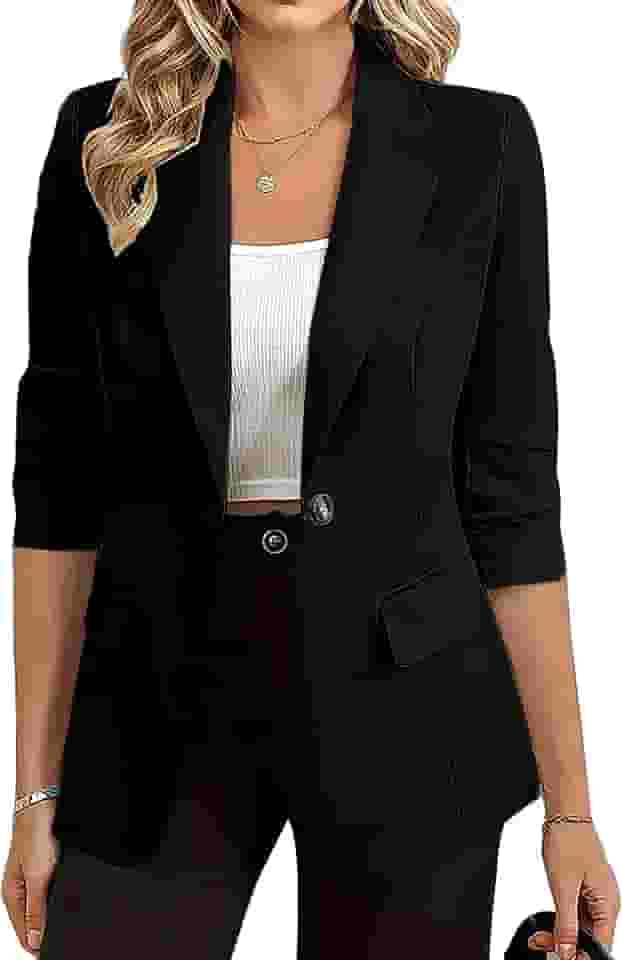 Blazer feminino estilo vintage manga comprida gola lapela casual negócios escritório jaqueta E183