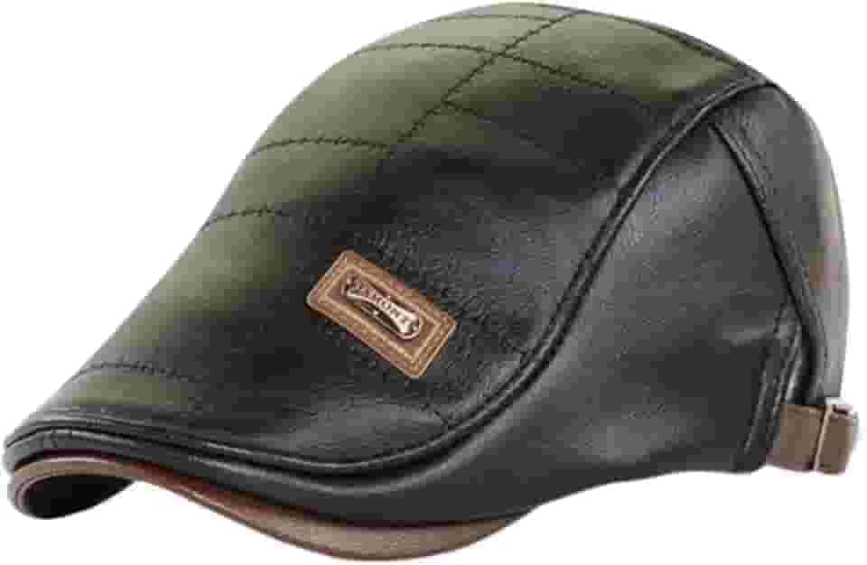 Boina Masculina Italiana Em Couro PU Premium Confortável Cor:Preto;Tamanho:Ajustável