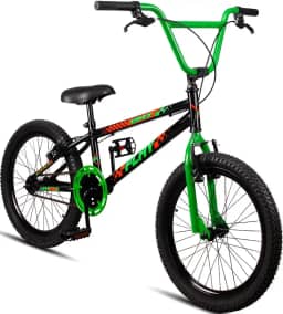 Bicicleta Aro 20 BMX Infantil Flay Aro Aero Freio V-Brake Menino 6, 7, 8, 9, 10 + anos - Preto+Verde