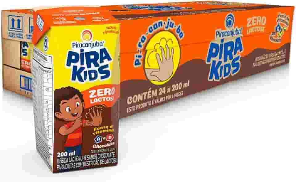 Pack Achocolatado Pirakids Zero Lactose Piracanjuba 200ml - 24 Unidades