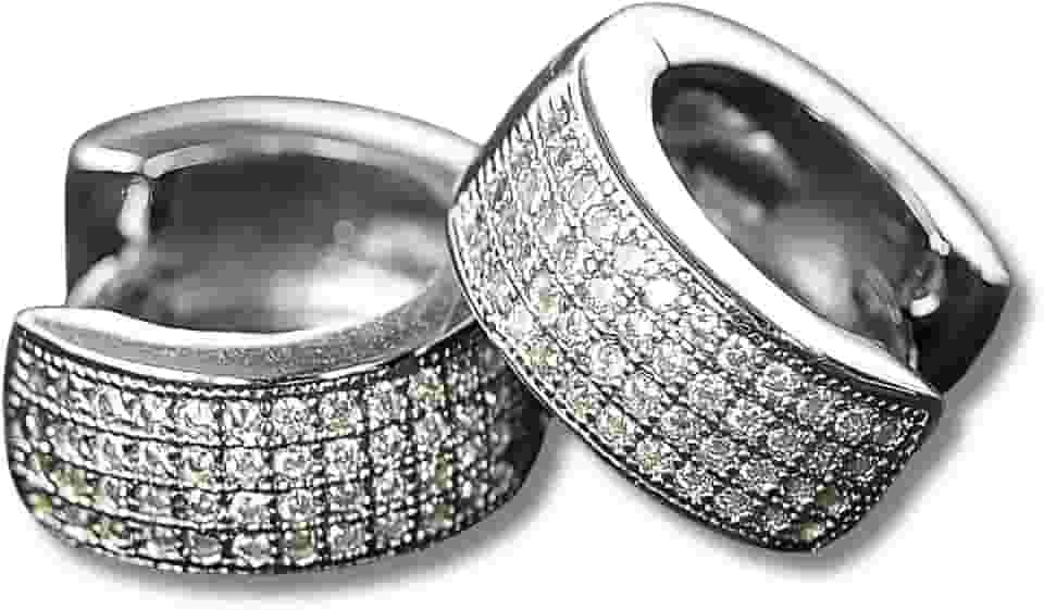 Brinco Unisex 'Highstyle' – Cravejado com Zircônias – Semijoia de Luxo em Prata – Brilho Intenso – Acompanha Bolsa de Veludo